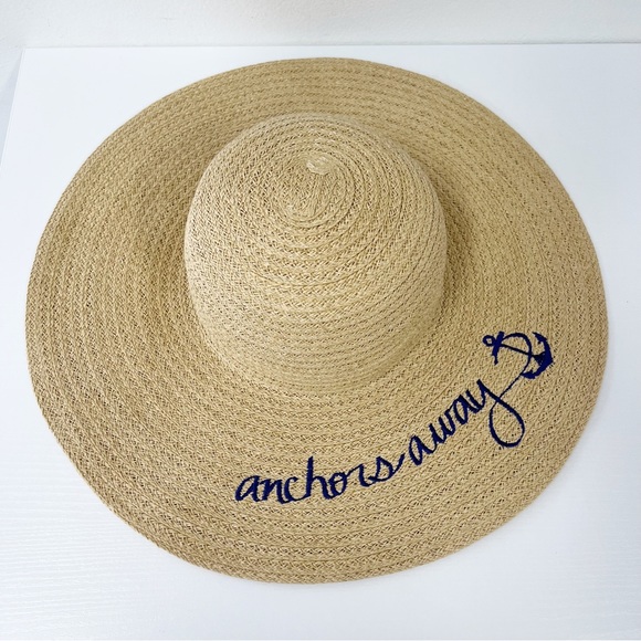 Talbots Accessories - Talbots Anchors Away Embroidered Sun Floppy Hat